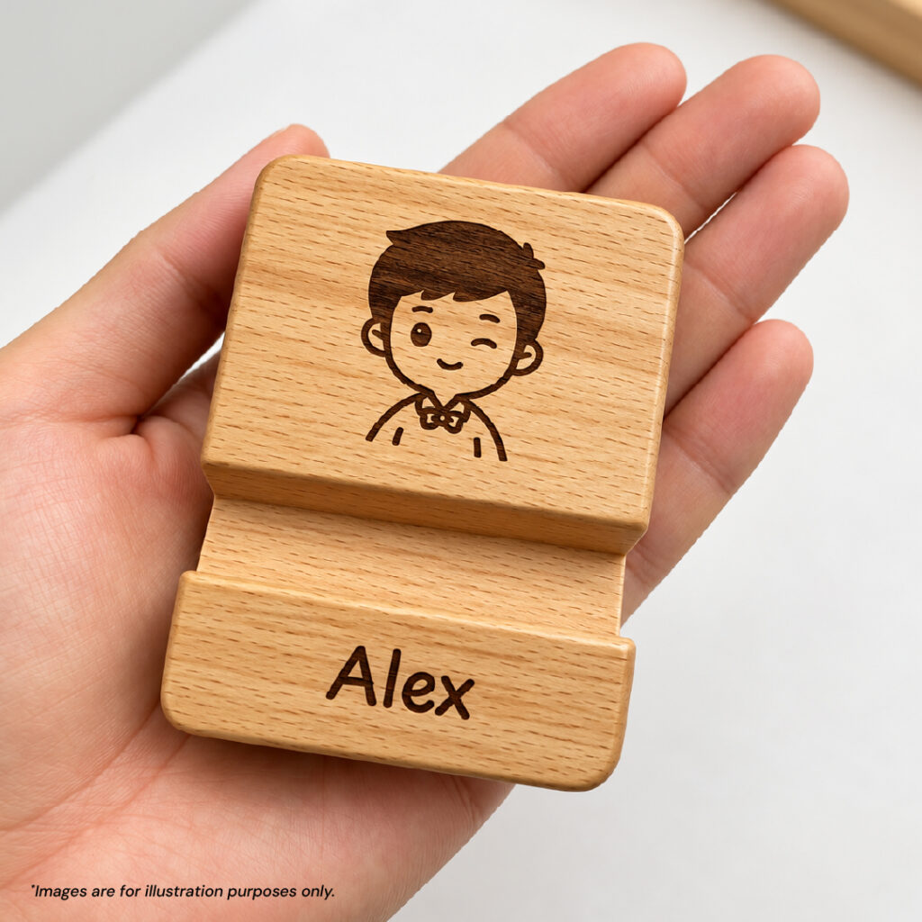 Customised Engraved Wooden Phone Holder